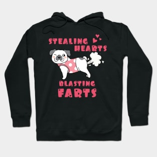 Stealing Hearts Blasting Farts Cute Pug Hoodie